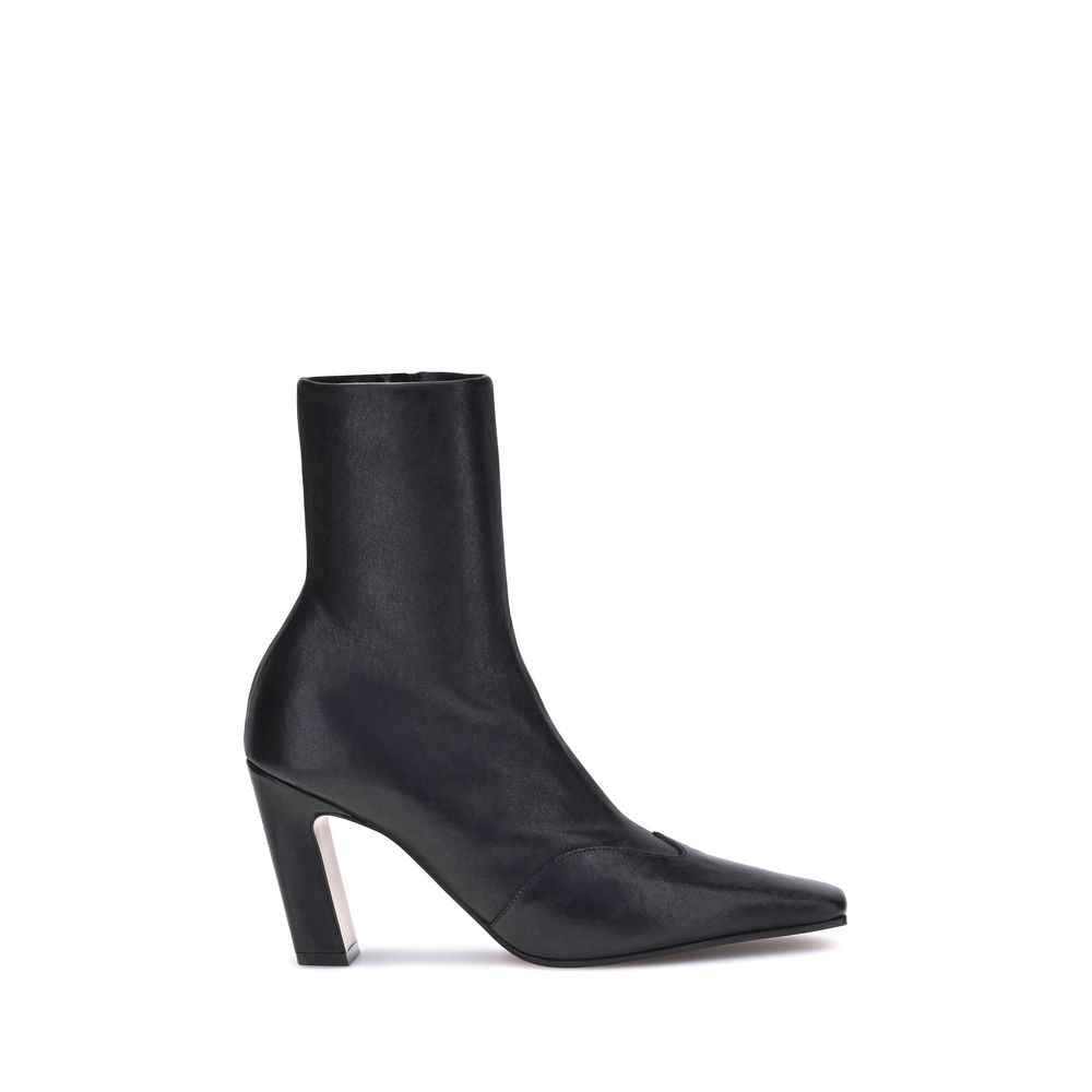 Khaite Black Calf Leather Bos Taurus Ankle Boots