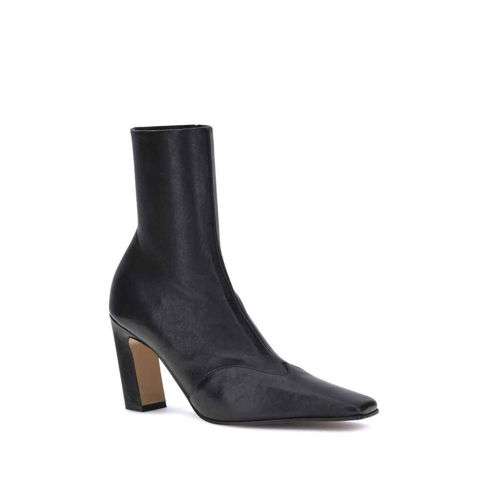 Khaite Black Calf Leather Bos Taurus Ankle Boots