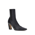 Khaite Black Calf Leather Bos Taurus Ankle Boots