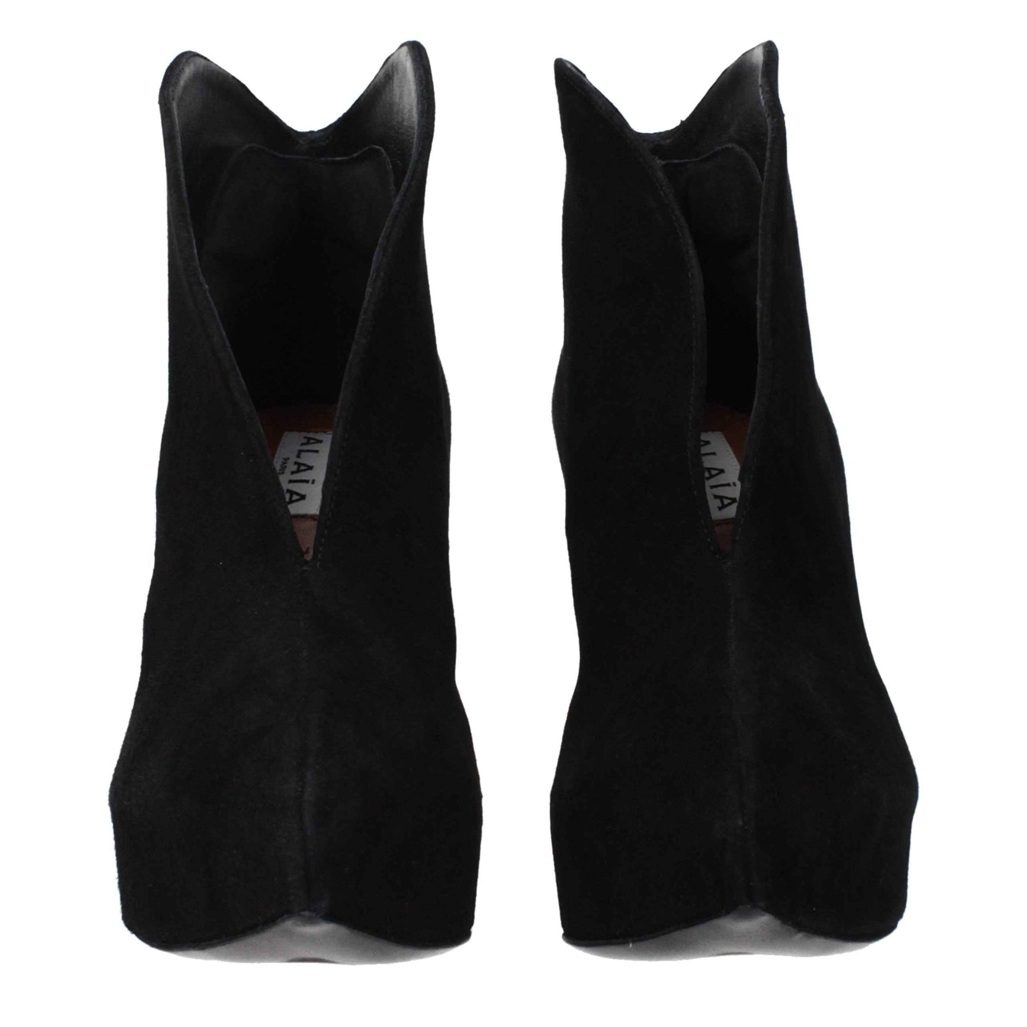 Alaïa Black Leather Ankle Boots
