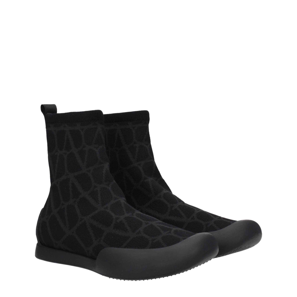 Valentino Garavani Black Fabric High Top Sneakers