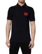 Dolce & Gabbana Black DG Logo Print Short Sleeve Polo T-shirt