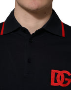 Dolce & Gabbana Black DG Logo Print Short Sleeve Polo T-shirt