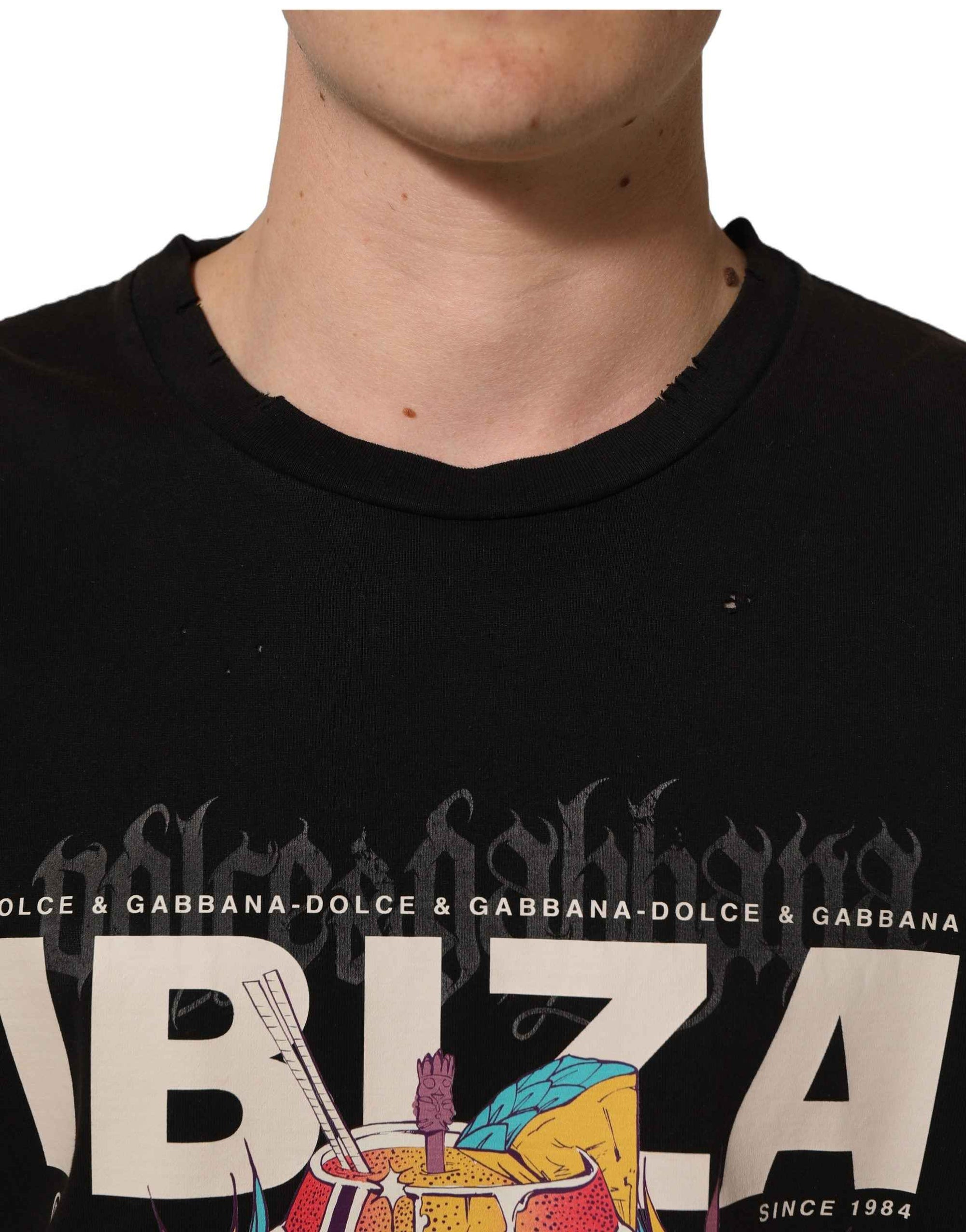 Dolce & Gabbana Black Tropical "IBIZA" Men Crew Neck T-shirt