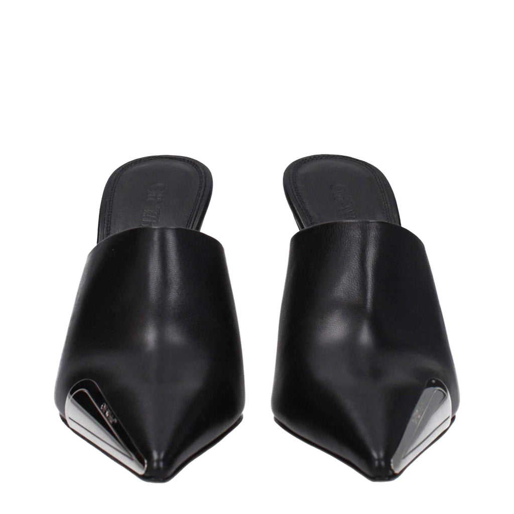 Off-White Black Leather High Heel Pumps