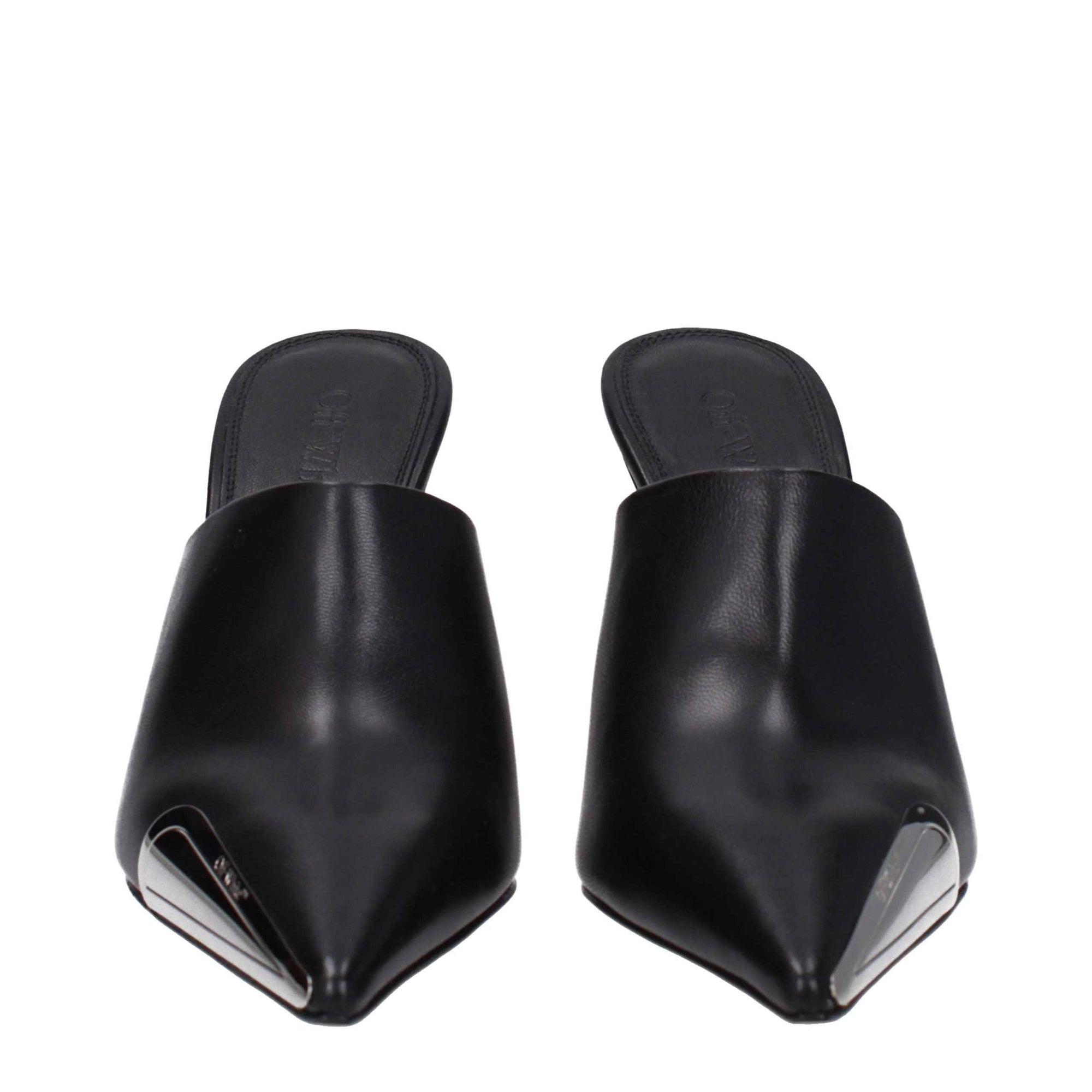 Off-White Black Leather High Heel Pumps