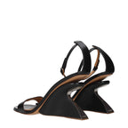 Off-White Black Leather Stiletto Heel Sandals