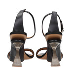 Off-White Black Leather Stiletto Heel Sandals