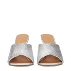 Off-White Gray Satin Stiletto Heel Sandals