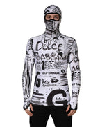 Dolce & Gabbana White Jersey Graffiti Print Balaclava Hood Sweater