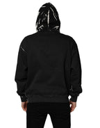 Dolce & Gabbana Black Cotton Logo Hooded Full Zip Sweater