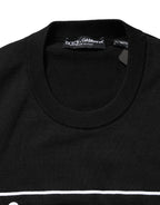 Dolce & Gabbana Black Graphic Logo Crew Neck Wool Pullover Sweater
