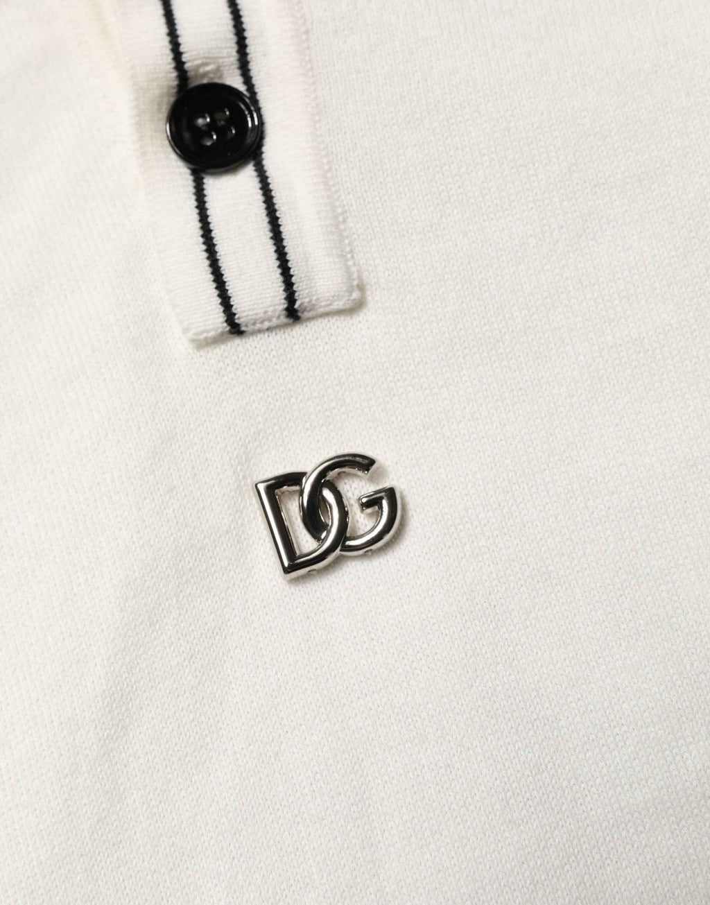 Dolce & Gabbana White Cotton Blend Men Polo Pullover Sweater