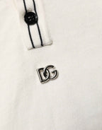 Dolce & Gabbana White Cotton Blend Men Polo Pullover Sweater