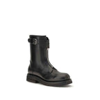 Alexander McQueen Black Calf Leather Bos Taurus Lace-Up Boots