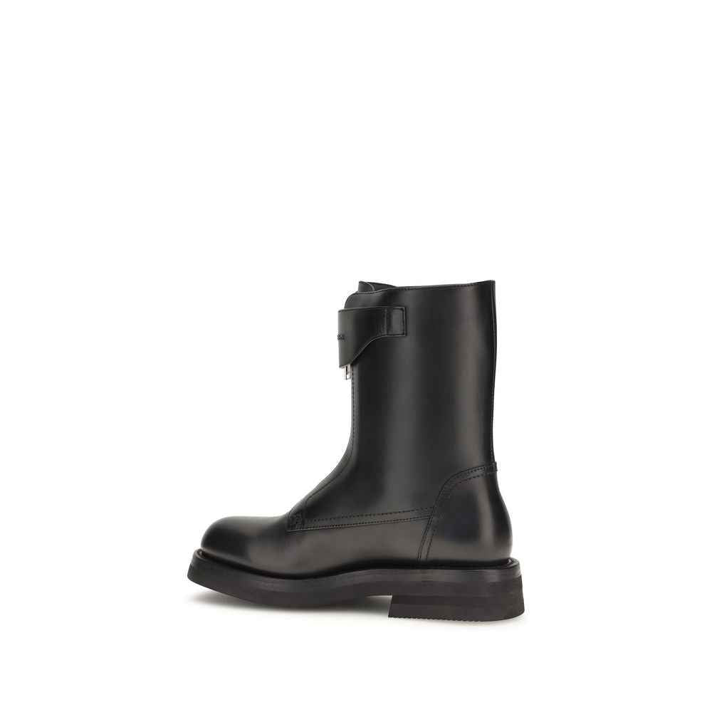 Alexander McQueen Black Calf Leather Bos Taurus Lace-Up Boots