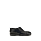 Santoni Black Calf Leather Bos Taurus Oxfords And Derbies