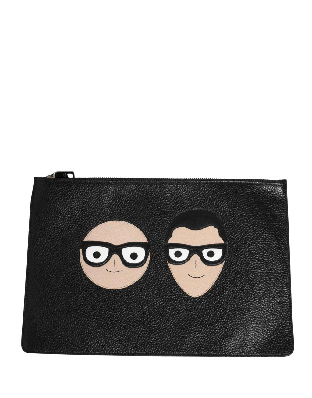 Dolce & Gabbana Black #DGFamily Embellished Leather Clutch Borse Bag