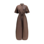 Brunello Cucinelli Brown Cotton Casual Dress