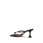 Amina Muaddi Black Silk Stiletto Heel Sandals