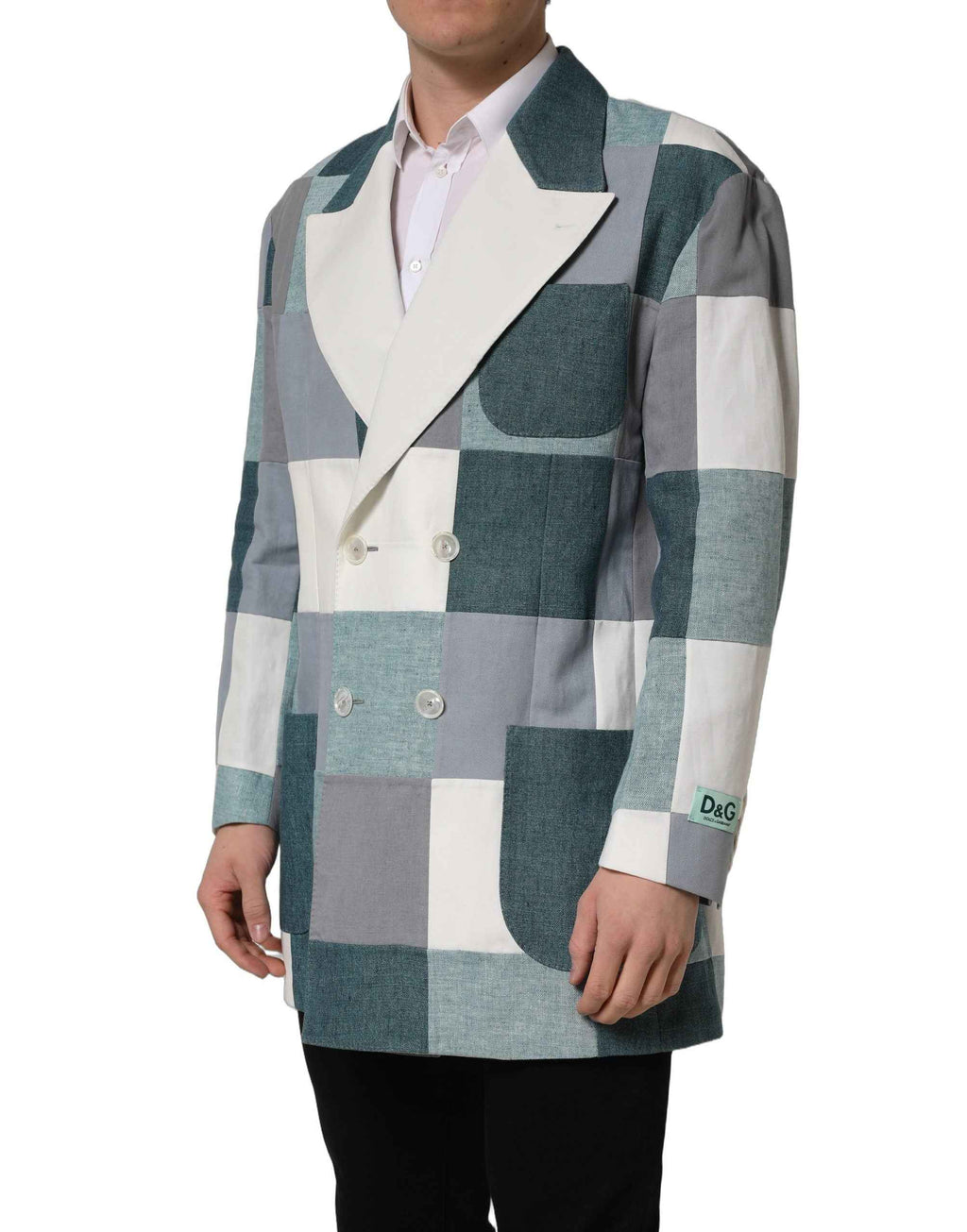Dolce & Gabbana Multicolor Patchwork Linen Double Breasted Jacket
