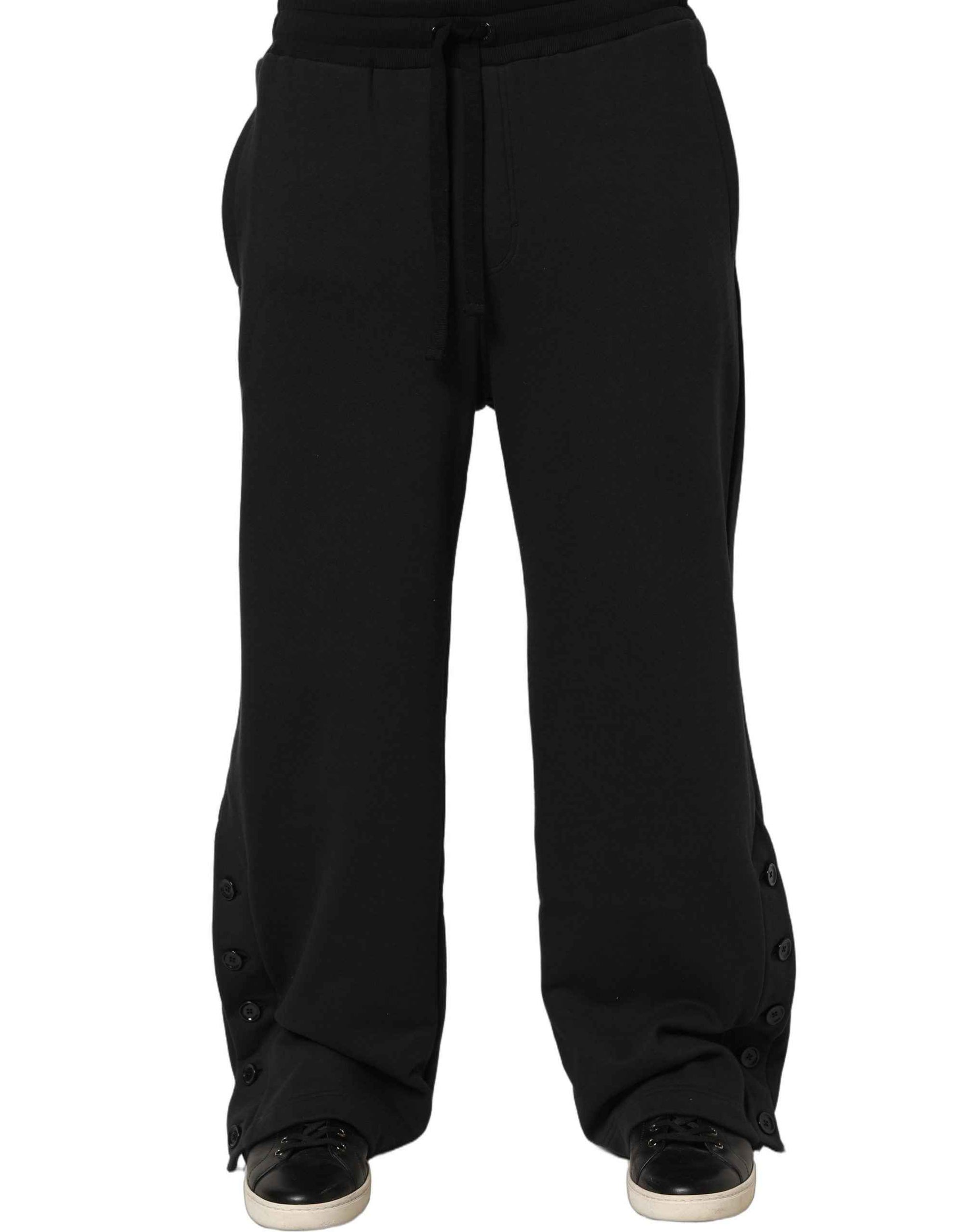Dolce & Gabbana Black Drawstring Viscose Jogger Men Sweatpants Pants