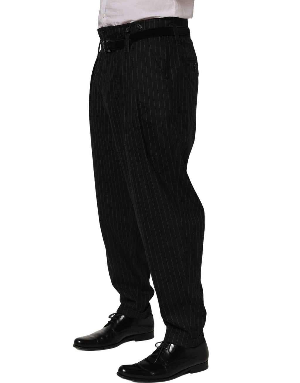 Dolce & Gabbana Black Pinstripe Wool Men Dress Trouser Pants