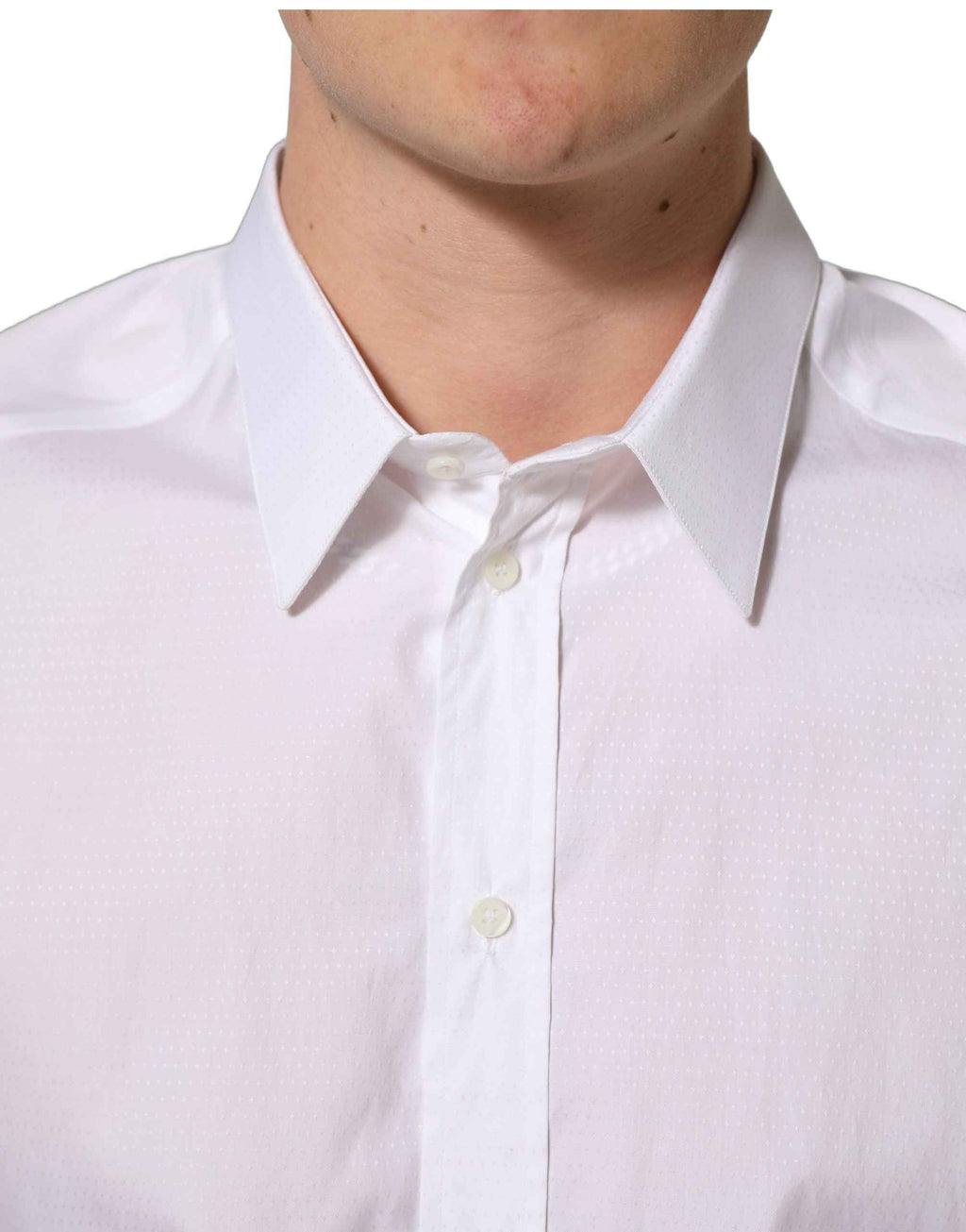 Dolce & Gabbana White Cotton Long Sleeves Men Dress Shirt