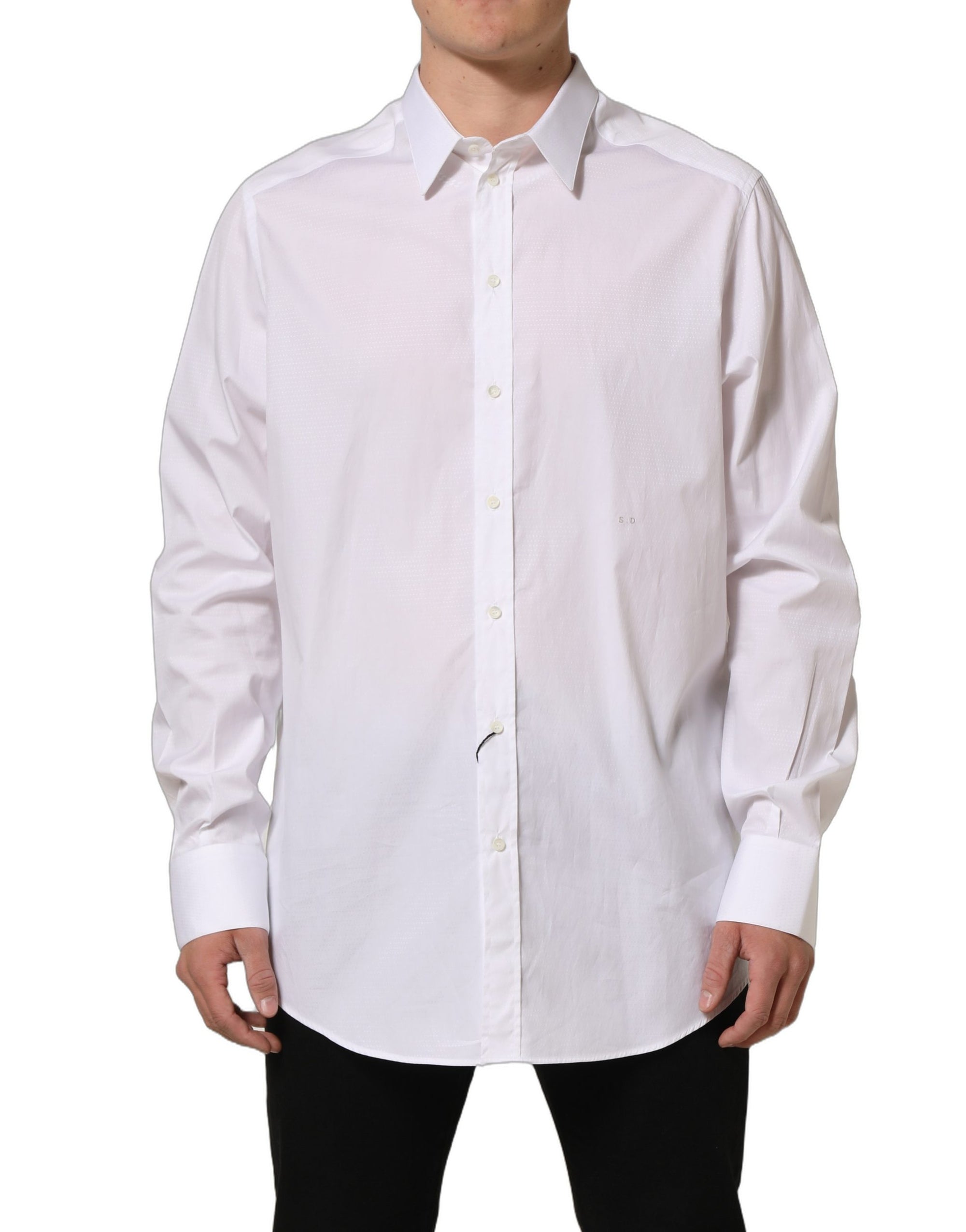 Dolce & Gabbana White Cotton Long Sleeves Men Dress Shirt