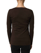 Alpha Massimo Rebecchi Brown Long Sleeves Round Neck Top