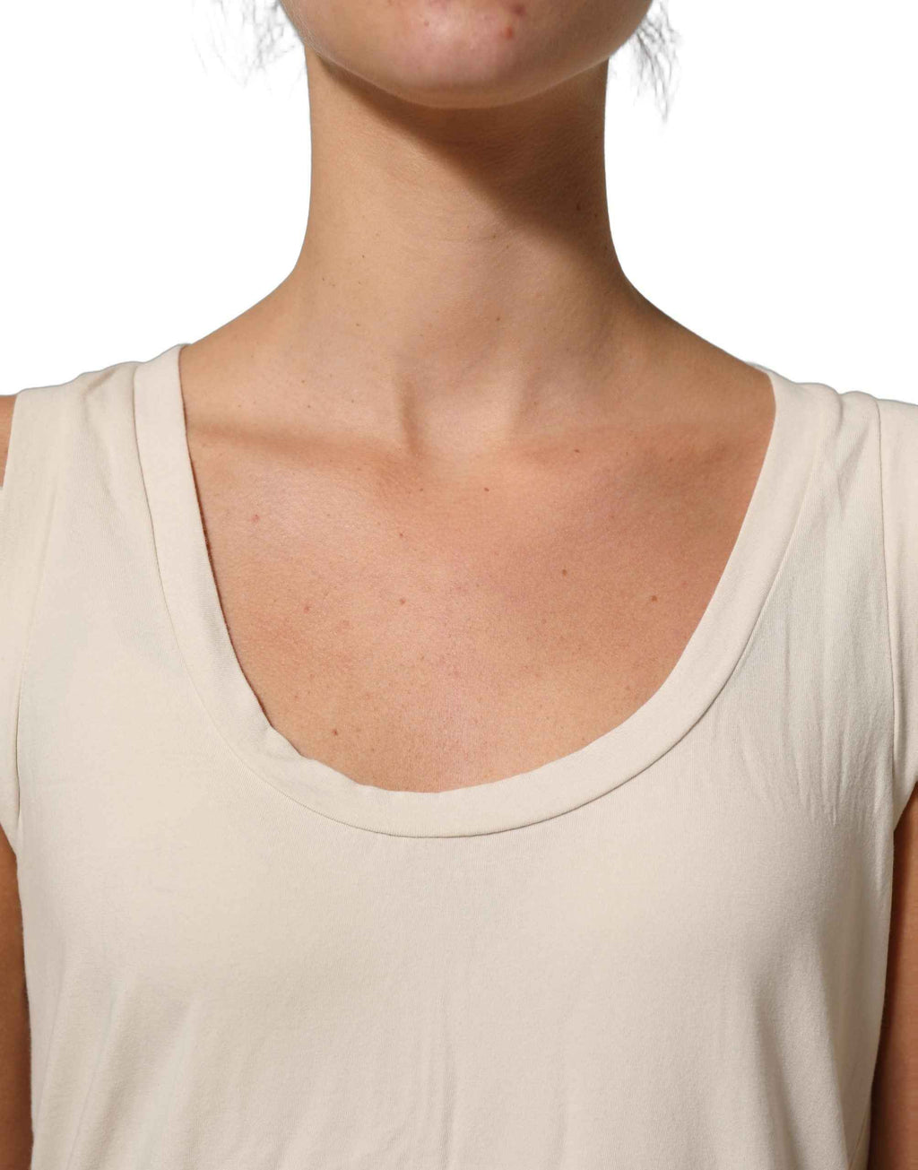 Aniye By Beige Viscose Sleeveless Round Neck Women Tank Top