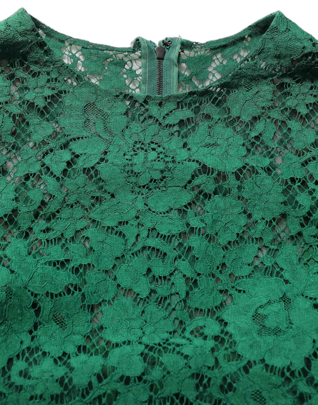 Dolce & Gabbana Green Floral Lace Round Neck Blouse Top