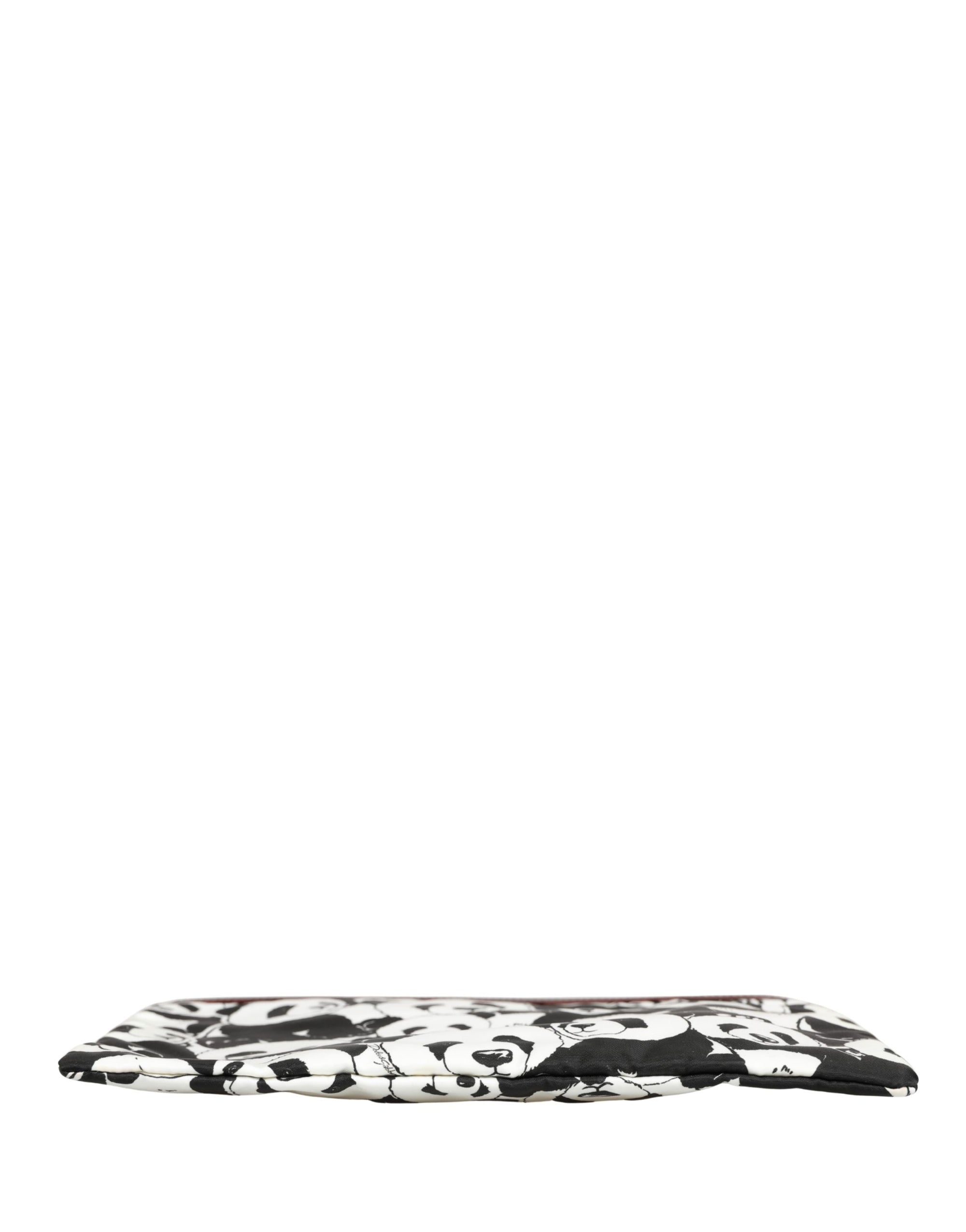 Dolce & Gabbana Black White Panda Print Nylon Clutch Men Pouch Borse Bag