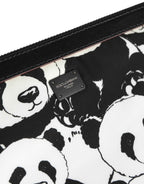 Dolce & Gabbana Black White Panda Print Nylon Clutch Men Pouch Borse Bag