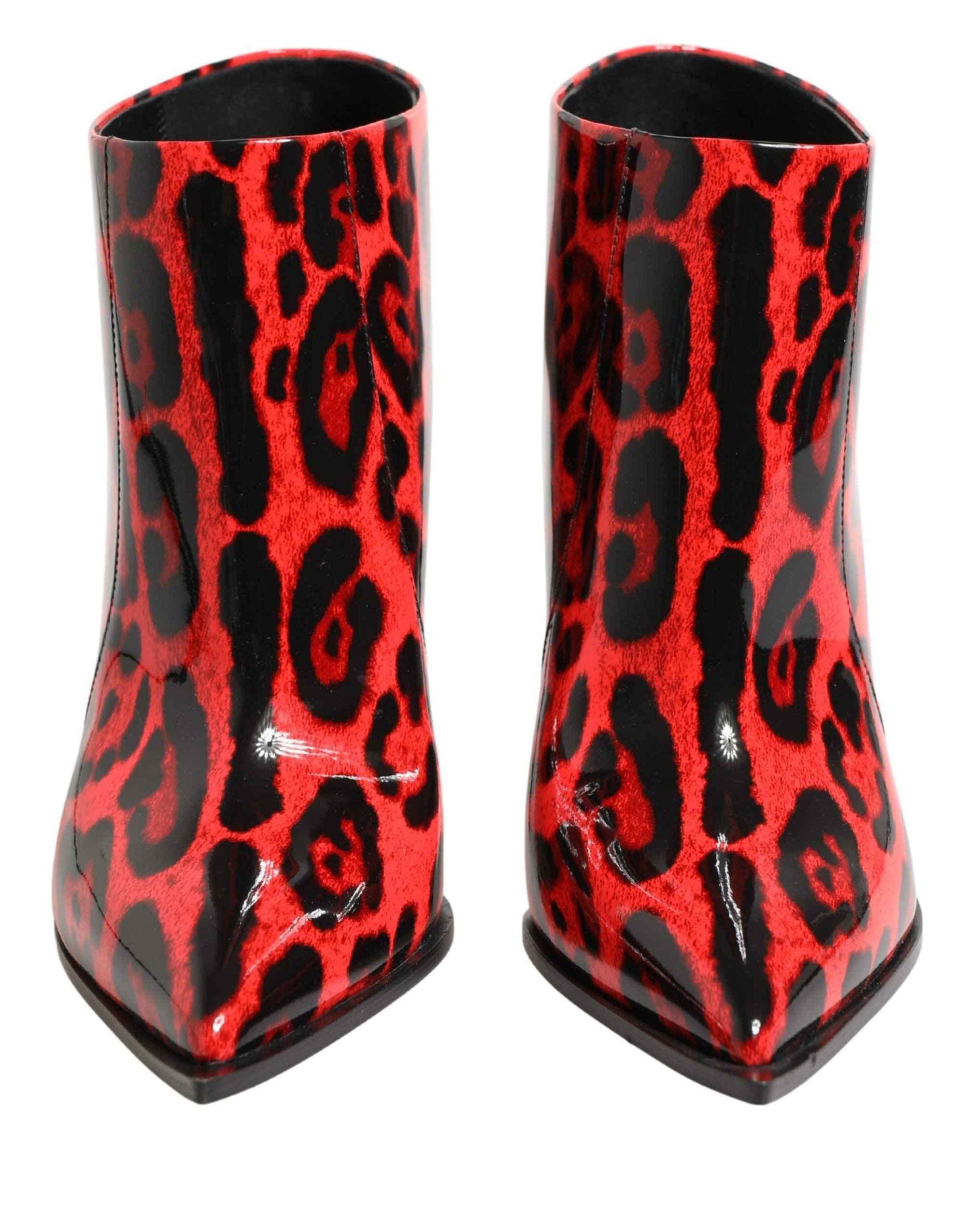 Dolce & Gabbana Red Leopard Cardinale Ankle Boots Shoes