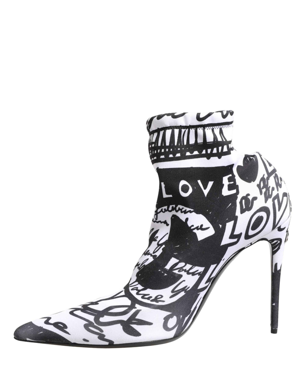 Dolce & Gabbana White Graffiti Stretch Ankle Boots Shoes