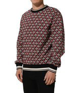 Dolce & Gabbana Red Logo Cotton Jacquard Sweatshirt Sweater