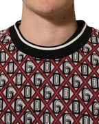 Dolce & Gabbana Red Logo Cotton Jacquard Sweatshirt Sweater