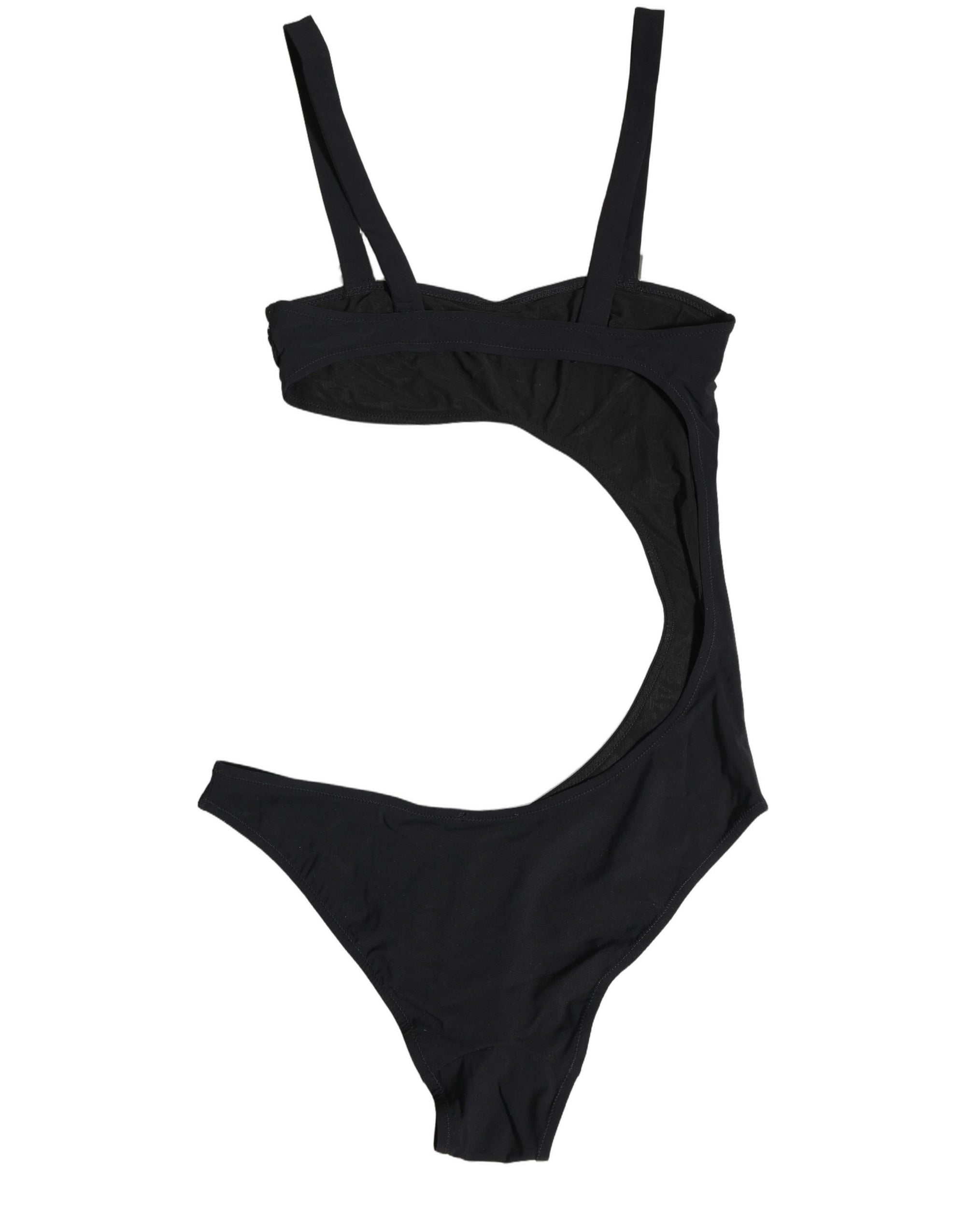 Dolce & Gabbana Black Embellished Cutout Bandeau One Piece Swimwear