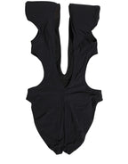 Dolce & Gabbana Black Logo Embellished Cutout One Piece Swimwear