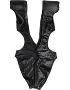 Dolce & Gabbana Black Deep V-Neck Cutout One Piece Swimwear