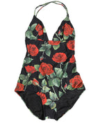 Dolce & Gabbana Black Floral Print One Piece Swimsuit Swimwear
