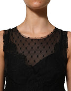 Dolce & Gabbana Black Lace Trim Sleeveless A-line Mini Dress