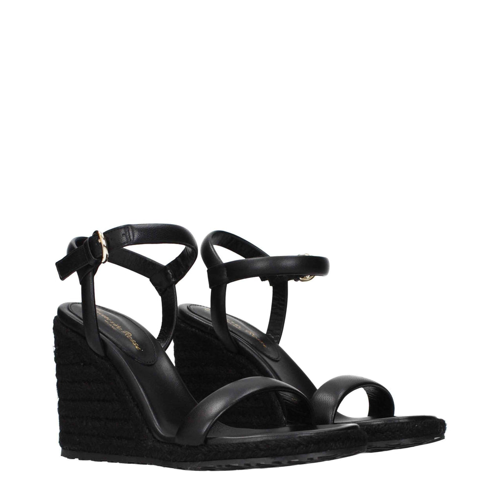 Gianvito Rossi Black Leather Wedge Sandals