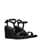 Gianvito Rossi Black Leather Wedge Sandals