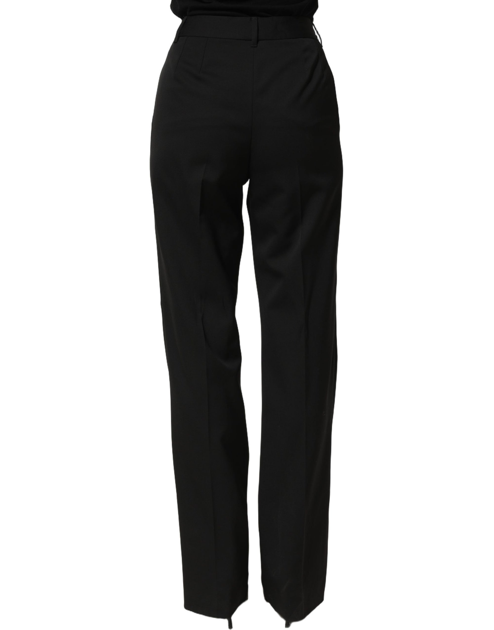 Dolce & Gabbana Black High Waist Straight Dress Trouser Pants