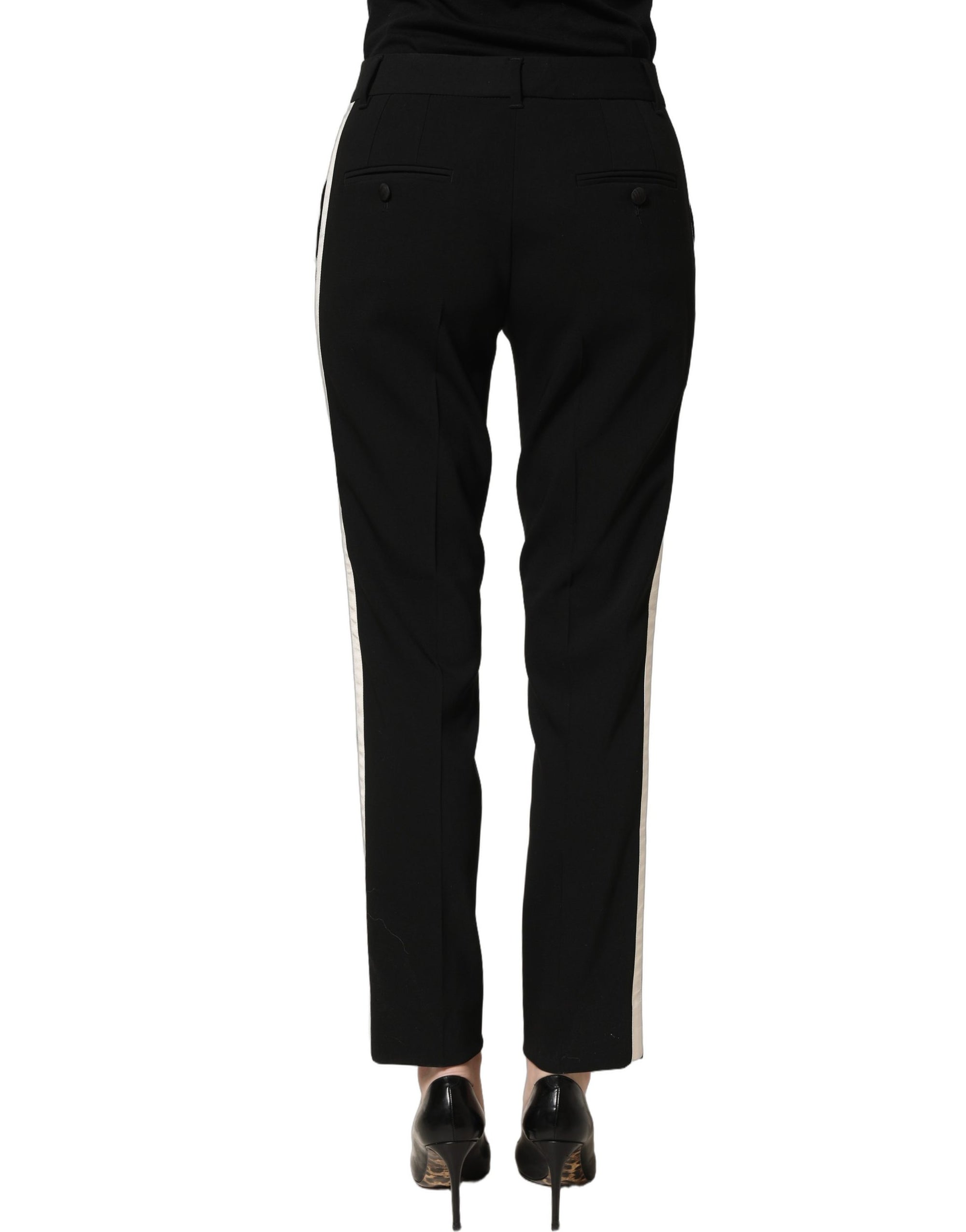 Dolce & Gabbana Black HighWaist Straight Dress Trouser Pants