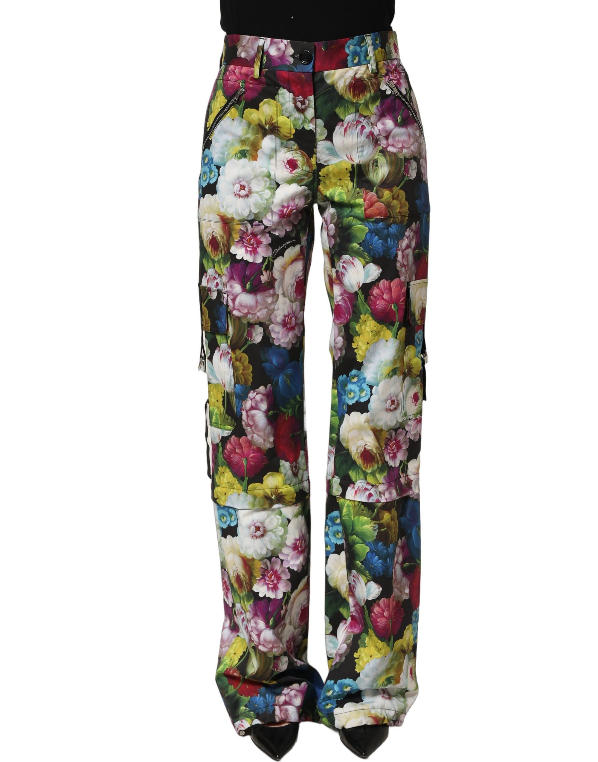 Dolce & Gabbana Multicolor Floral High Waist Wide Leg Pants