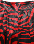 Dolce & Gabbana Red Black Zebra Print Cotton HighWaist Pants