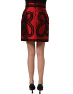 Dolce & Gabbana Red Soutache Embroidery A-line Mini Skirt